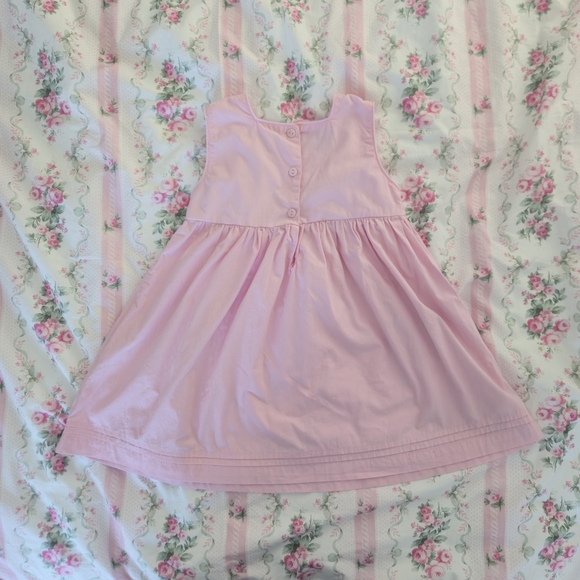 Pink Sleeveless Cotton Smocked Embroidered Girls' Dress - Picture 2 of 6
